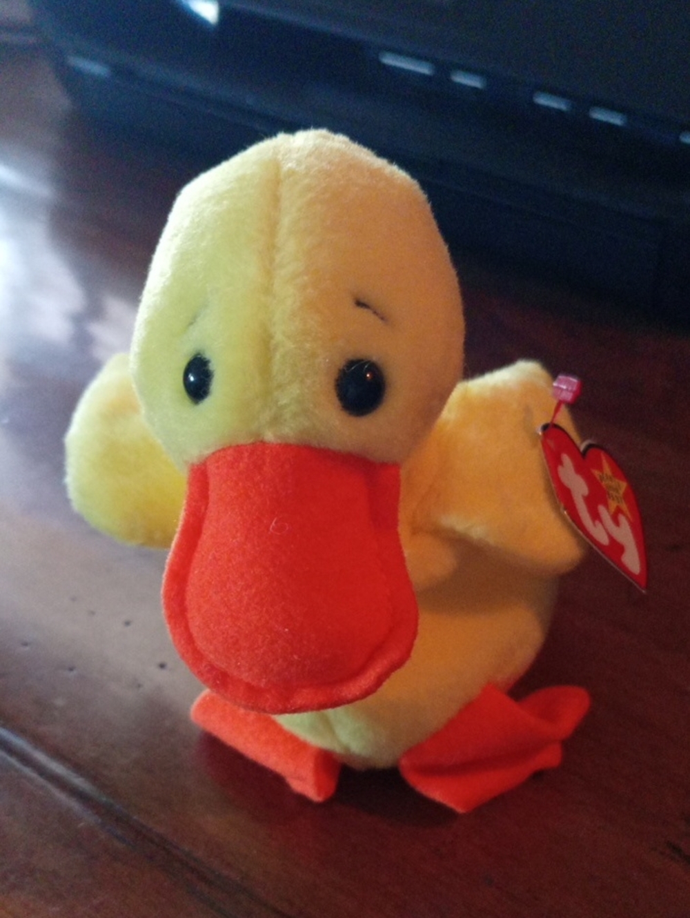 TY Yellow Duckling Plush with Orange Beak and Feet